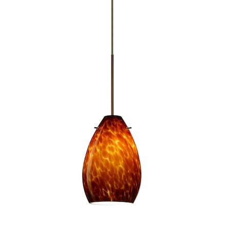 Besa Lighting Pera 6 Cord Pendant, Amber Cloud, Bronze Finish, 1x5W LED 1XT-171318-LED-BR